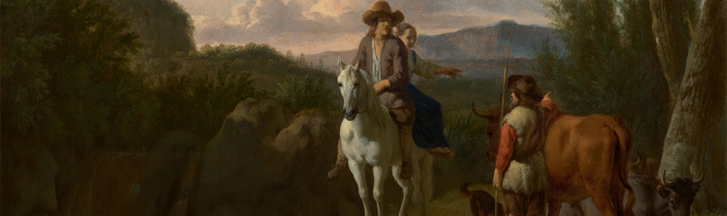 image of Italianate Landscape with a Couple on a White Horse